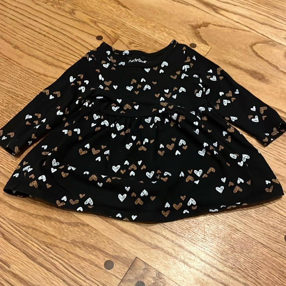Cat & Jack Black Long Sleeve Tee with Heart Pattern